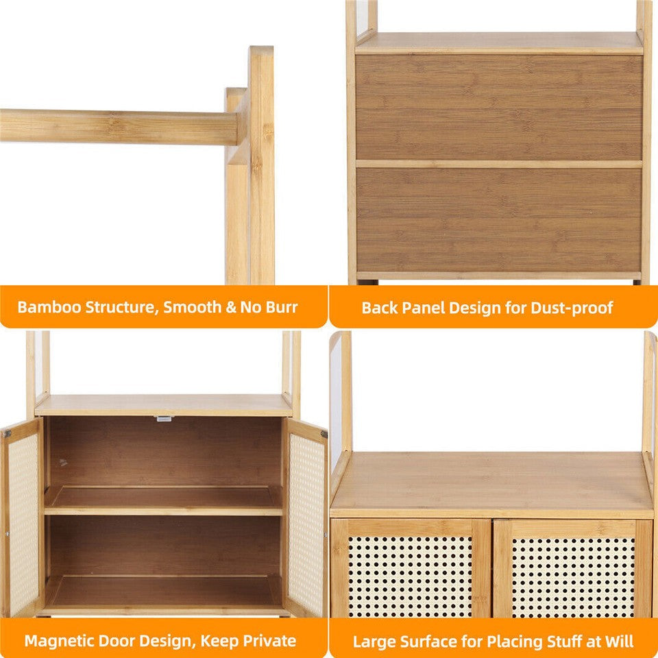 High Strength Bamboo Clothing Rack Closet Organizer Storage Cabinet & Shoe Shelf