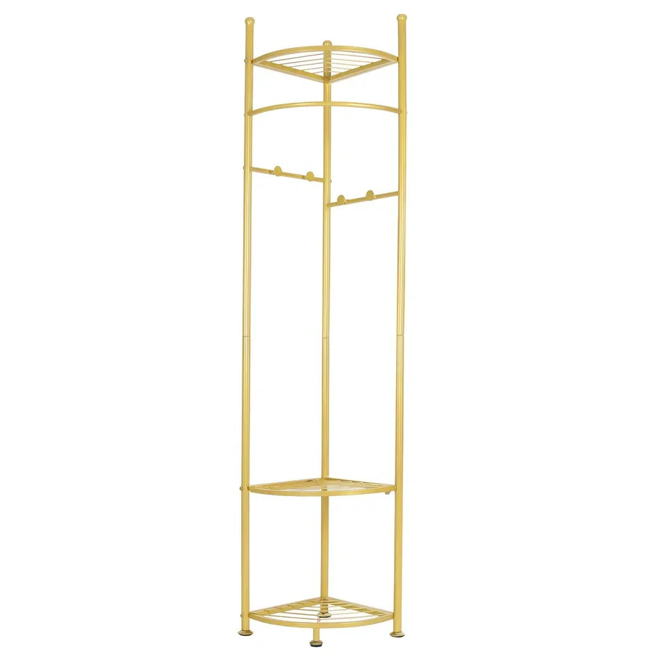 Fin Heavy Duty Clothes Stand Space-Saving Corner Coat Hat Shoes Rack Bedroom