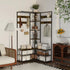 Xxl Corner Coat Stand Widen Depth Bench Shoe Rack Storage Shelves 10 Dual Hooks