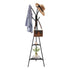 Gold Coat Rack, Freestanding Coats Rack Stand with 2 Shelves & 6 Hooks, Free Standing Hall Coat Tree