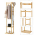 Bamboo Coat Stand Clothes Rack with Garment Shelf, Hanging Rail and Hooks