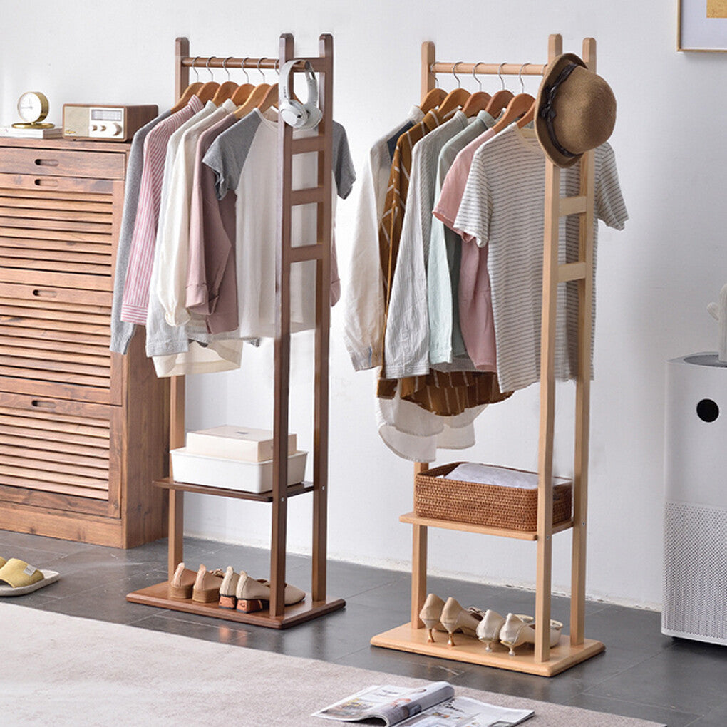 Versatile Strong Bamboo Clothes Hanger Rod Stand Scarf Hat Holder Storage Shelf