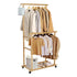 Portable Rolling Bamboo Clothes Rack for Kids with Hanging Rail