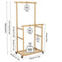 Portable Rolling Bamboo Clothes Rack for Kids with Hanging Rail