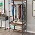 Rustic Wooden Clothes Garment Rail Open Hanging Display Shelf Shoe Rack Entryway