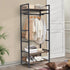 Rustic Wooden Clothes Garment Rail Open Hanging Display Shelf Shoe Rack Entryway