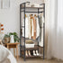 Rustic Wooden Clothes Garment Rail Open Hanging Display Shelf Shoe Rack Entryway