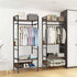 Rustic Wooden Clothes Garment Rail Open Hanging Display Shelf Shoe Rack Entryway