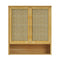 3 Tier Bathroom Wall Cabinet Rattan Door Bamboo Storage Shelf Over Toilet Cupboard Organizer