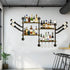 Industrial Pipe Bar Wall Liquor Shelf Floating Shelves with Wine Glass Holder