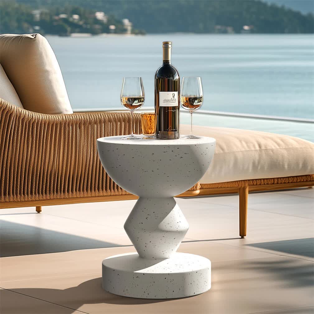Stylish Lightweight Concrete Sofa Side Table Cement Bedside Table Outdoor Patio