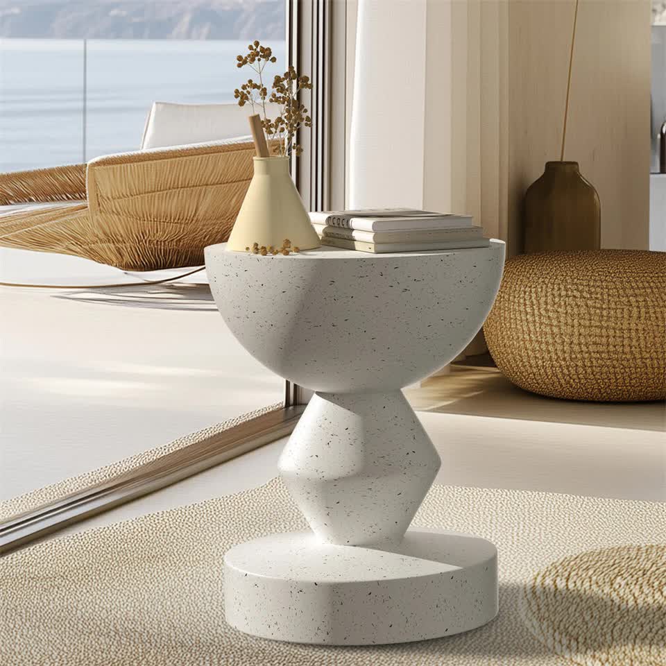 Stylish Lightweight Concrete Sofa Side Table Cement Bedside Table Outdoor Patio