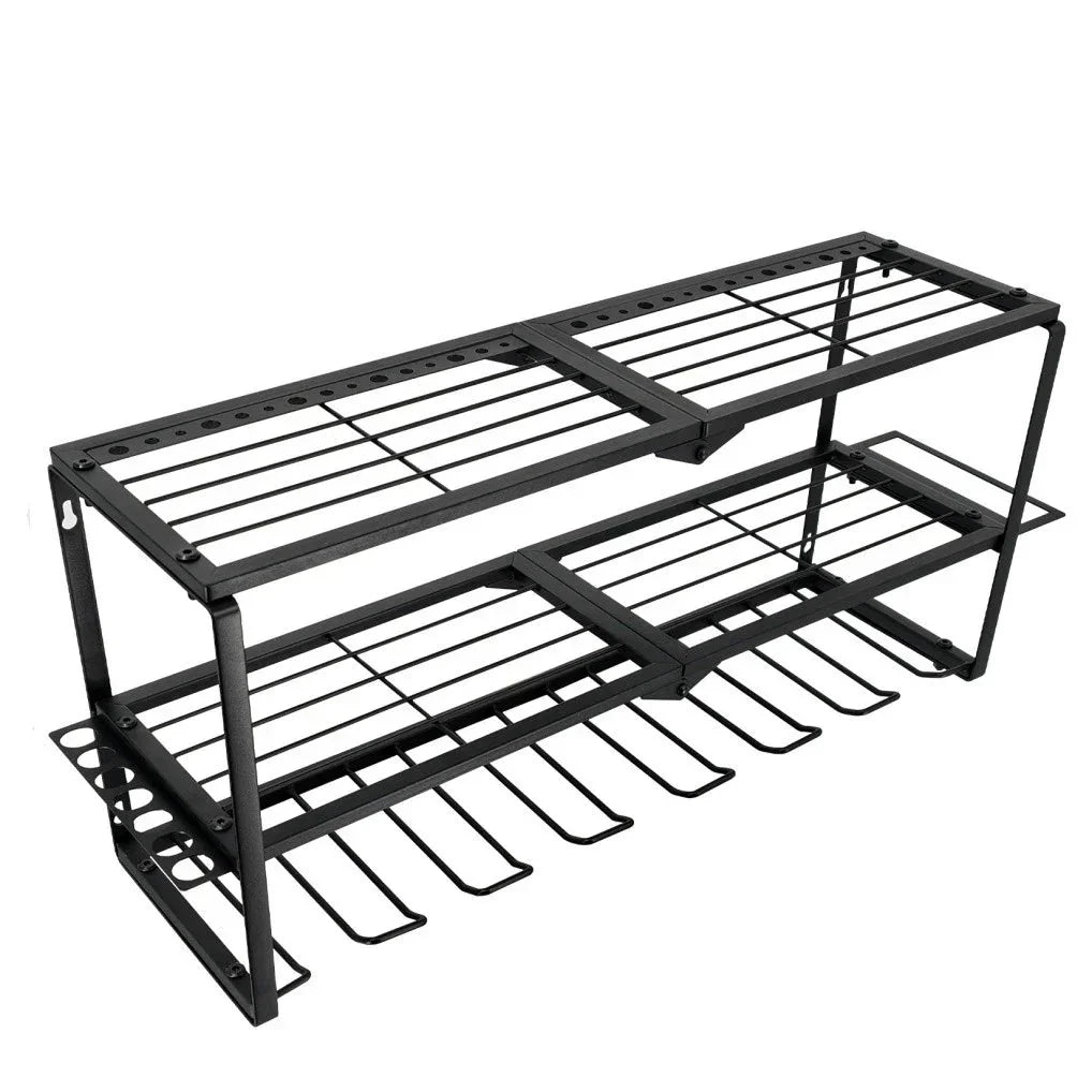 Heavy Duty Power Tool Organizer with 7 Drill Holders Wall Mounted Garage Storage Rack for Tools & Utility
