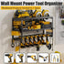 Heavy Duty Power Tool Organizer with 7 Drill Holders Wall Mounted Garage Storage Rack for Tools & Utility