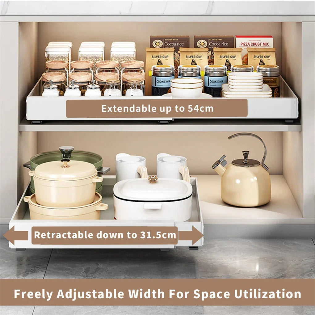 Pull-Out Kitchen Cabinet Organizer With Extendable Storage