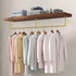 Vintage Gold Wall-Mounted Clothes Rack – Strong Metal Garment Hanging Rail