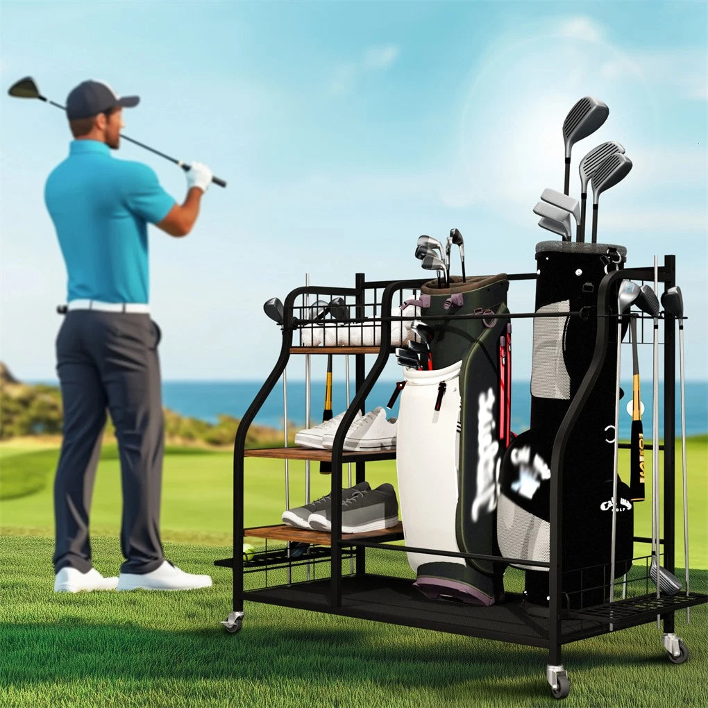 Extra Large Golf Bag Storage Rack - Heavy Duty Organizer Stand for Multiple Bags & Clubs