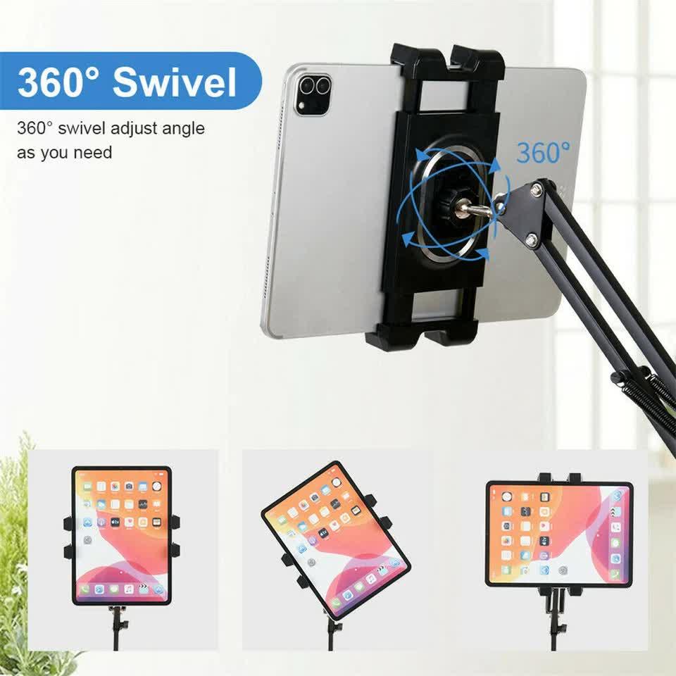 360 Tablet Floor Stand Adjustable 5-12.9 Inch Overhead Phone Desktop Holder
