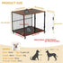Anti-Bite Glass Indoor Dog Cage - Modern Furniture Style Dog Kennel End Table with Lockable Wheels and Double Doors