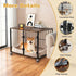 Anti-Bite Glass Indoor Dog Cage - Modern Furniture Style Dog Kennel End Table with Lockable Wheels and Double Doors