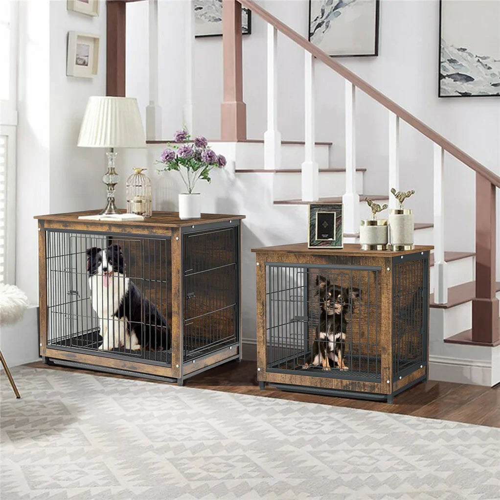 Wooden Pet Crate & Dog Cage End Table