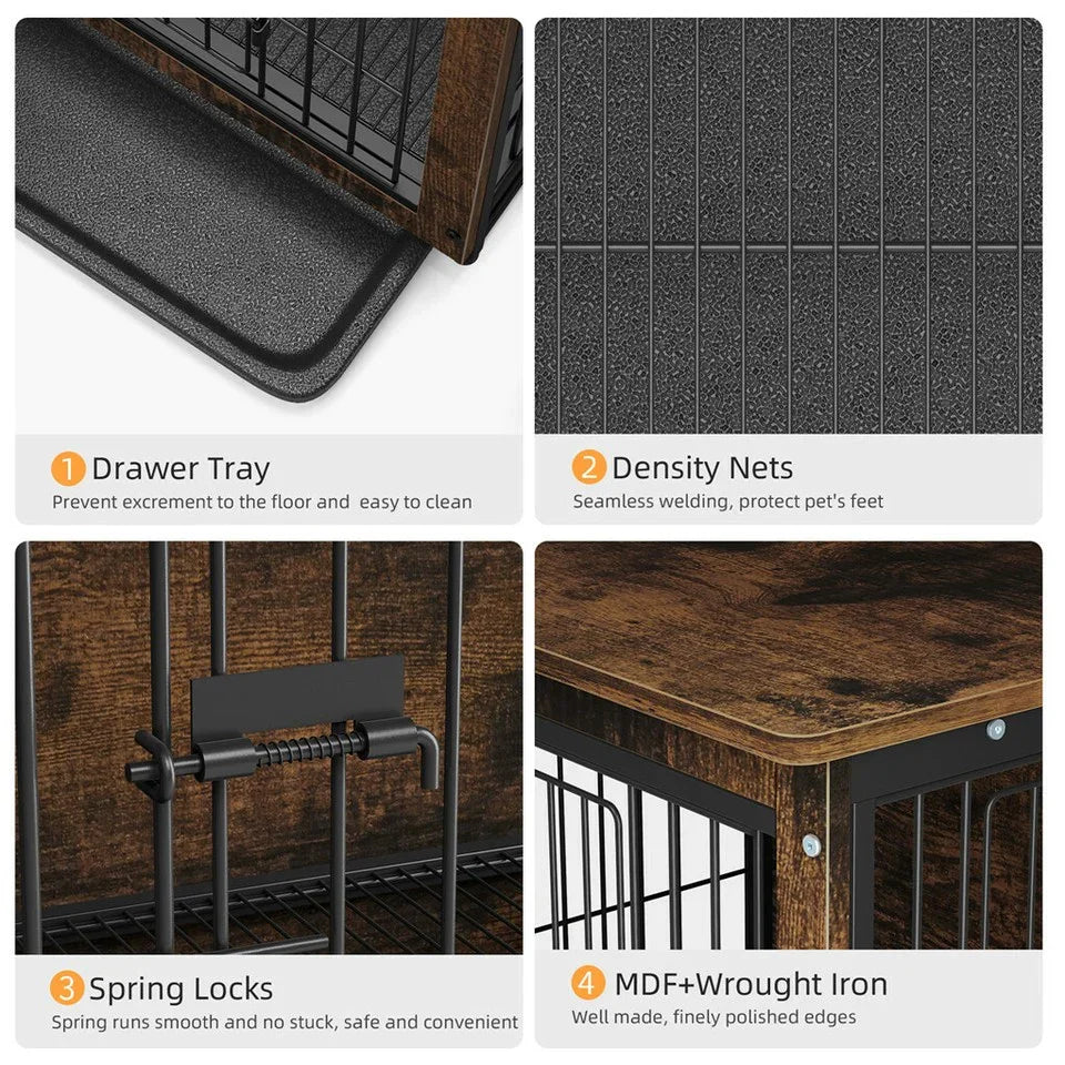Wooden Pet Crate & Dog Cage End Table