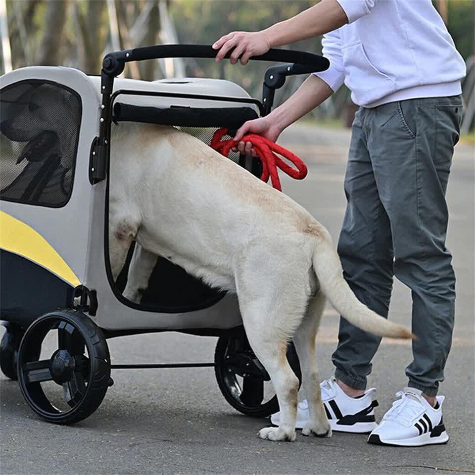 Extra Large Dog Stroller Foldable Pet Pushchair with Doors