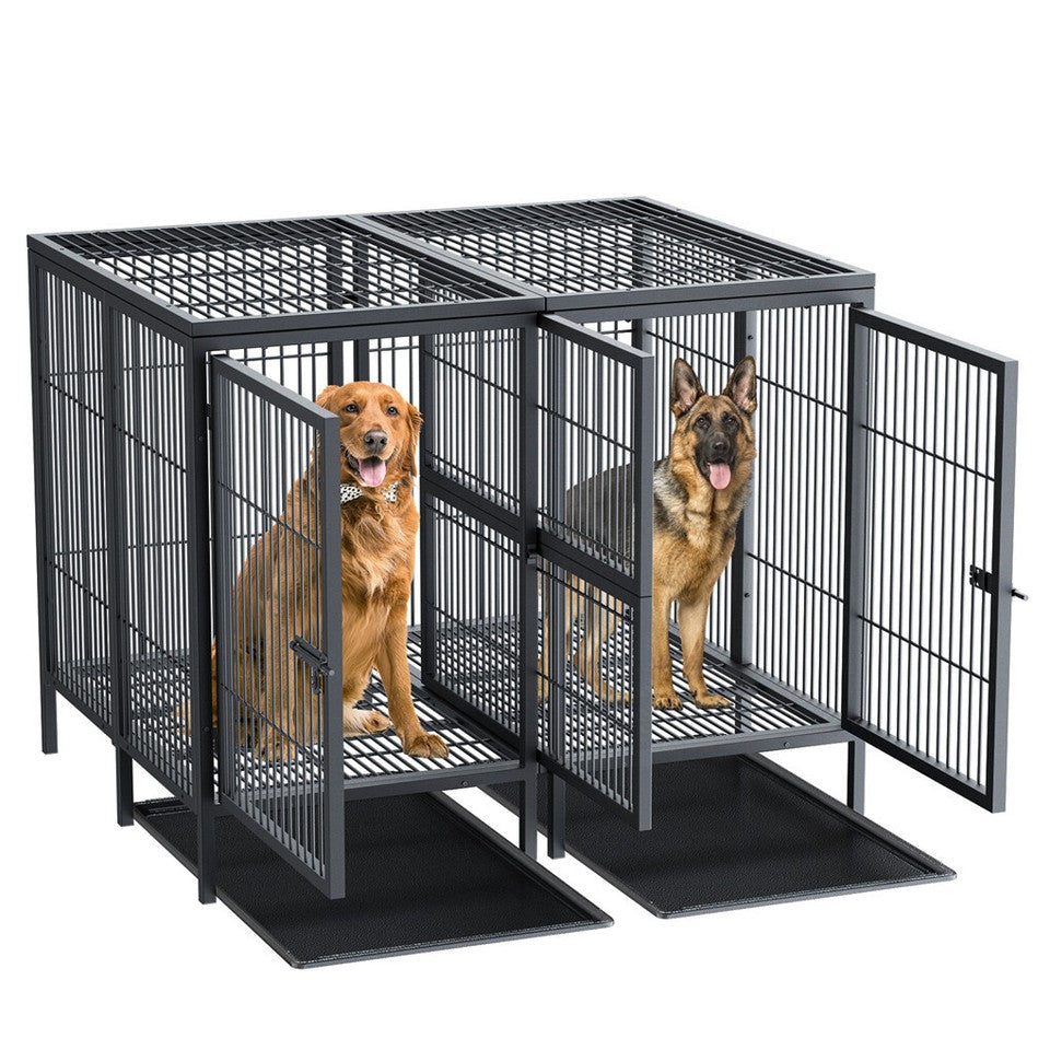 Giant Dog Cage Indoor Outdoor Super-Hard Metal Kennel Pet Playpen W Tray&Divider