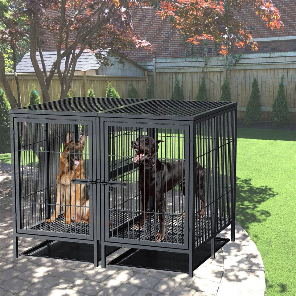 Giant Dog Cage Indoor Outdoor Super-Hard Metal Kennel Pet Playpen W Tray&Divider