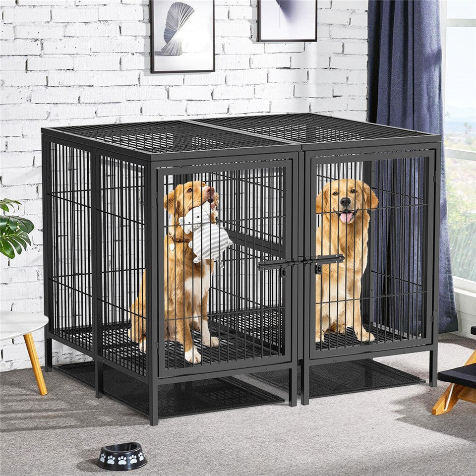Giant Dog Cage Indoor Outdoor Super-Hard Metal Kennel Pet Playpen W Tray&Divider
