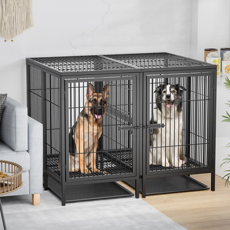 Giant Dog Cage Indoor Outdoor Super-Hard Metal Kennel Pet Playpen W Tray&Divider