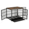 Black Walnut XL Dog Crate with Wooden Furniture Style, 3-Door Entry and Slide Out Tray