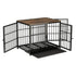 Black Walnut XL Dog Crate with Wooden Furniture Style, 3-Door Entry and Slide Out Tray