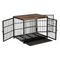Black Walnut XL Dog Crate with Wooden Furniture Style, 3-Door Entry and Slide Out Tray
