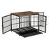 Black Walnut XL Dog Crate with Wooden Furniture Style, 3-Door Entry and Slide Out Tray