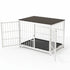 White Walnut XL Dog Crate with Furniture Style Top, 3 Doors and Easy Clean Tray Included