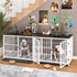White Walnut XL Dog Crate with Furniture Style Top, 3 Doors and Easy Clean Tray Included
