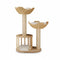 Natural Wood White 3-Tier Cat Tower with Scratching Post, Condo and Plush Baskets