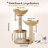 Natural Wood White 3-Tier Cat Tower with Scratching Post, Condo and Plush Baskets