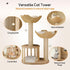 Natural Wood White 3-Tier Cat Tower with Scratching Post, Condo and Plush Baskets