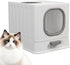 Big Top Entry Deep Tray Enclosed Kitty Cat Litter Box Easy To Clean Pull Handle