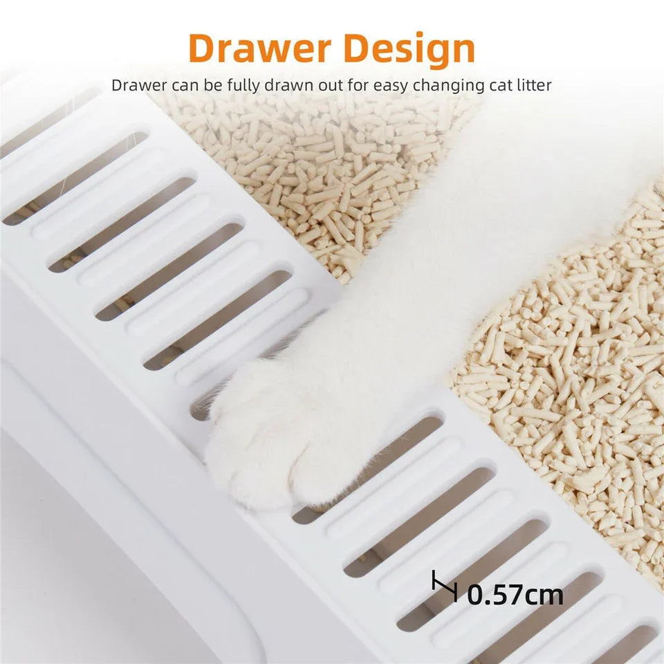 Foldable Fully Enclosed Hooded Cat Litter Box Self-Cleaning Kitty Toilet w Tray