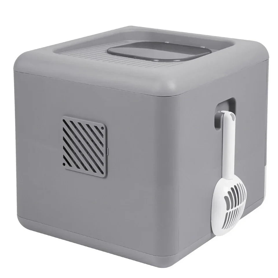 Foldable Fully Enclosed Hooded Cat Litter Box Self-Cleaning Kitty Toilet w Tray