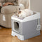 Large Hooded Cat Litter Box with Top Entry Enclosed Design & Scoop