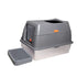 65L Big Cat Stainless Steel Litter Box With Lid High Wall With Triple Pedal Gray