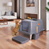 65L Big Cat Stainless Steel Litter Box With Lid High Wall With Triple Pedal Gray