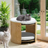 Natural Wood Cat Bunk Bed with Cushioned Two Tiers for Stylish Pet Comfort
