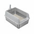 Grey Silver Stainless Steel Cat Litter Box with High Sides, Open Top and Scoop