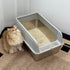 Grey Silver Stainless Steel Cat Litter Box with High Sides, Open Top and Scoop