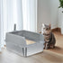 Grey Silver Stainless Steel Cat Litter Box with High Sides, Open Top and Scoop